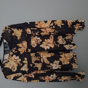Vici Black and Yellow Floral Women's Top